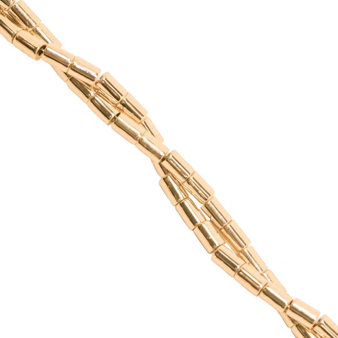 Hematite Cylinder, Light Rose Gold, Plated, 5mm x 3mm, 75 pcs per strand