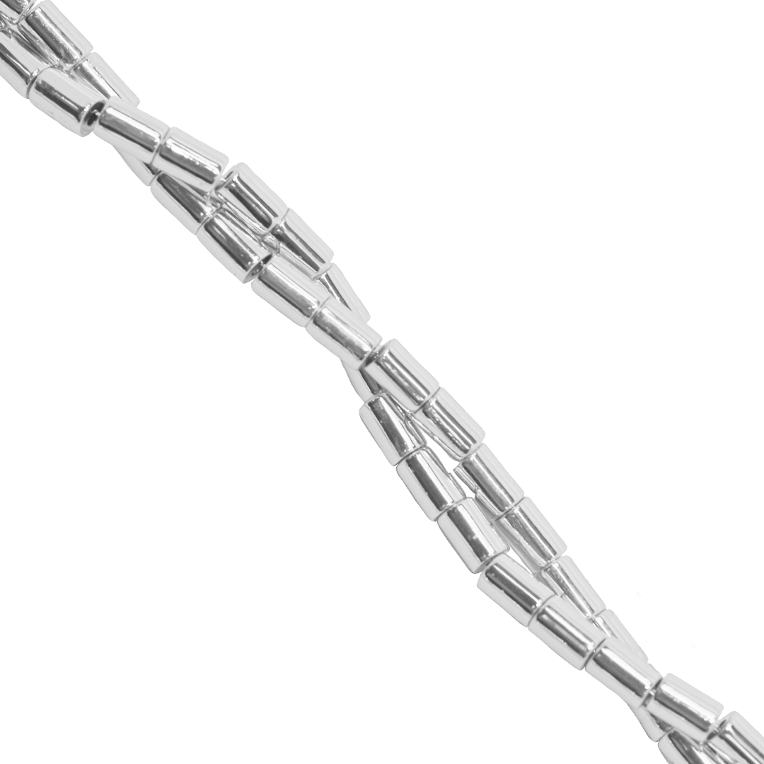 Hematite Cylinder, Silver, Plated, Available in Multiple Sizes