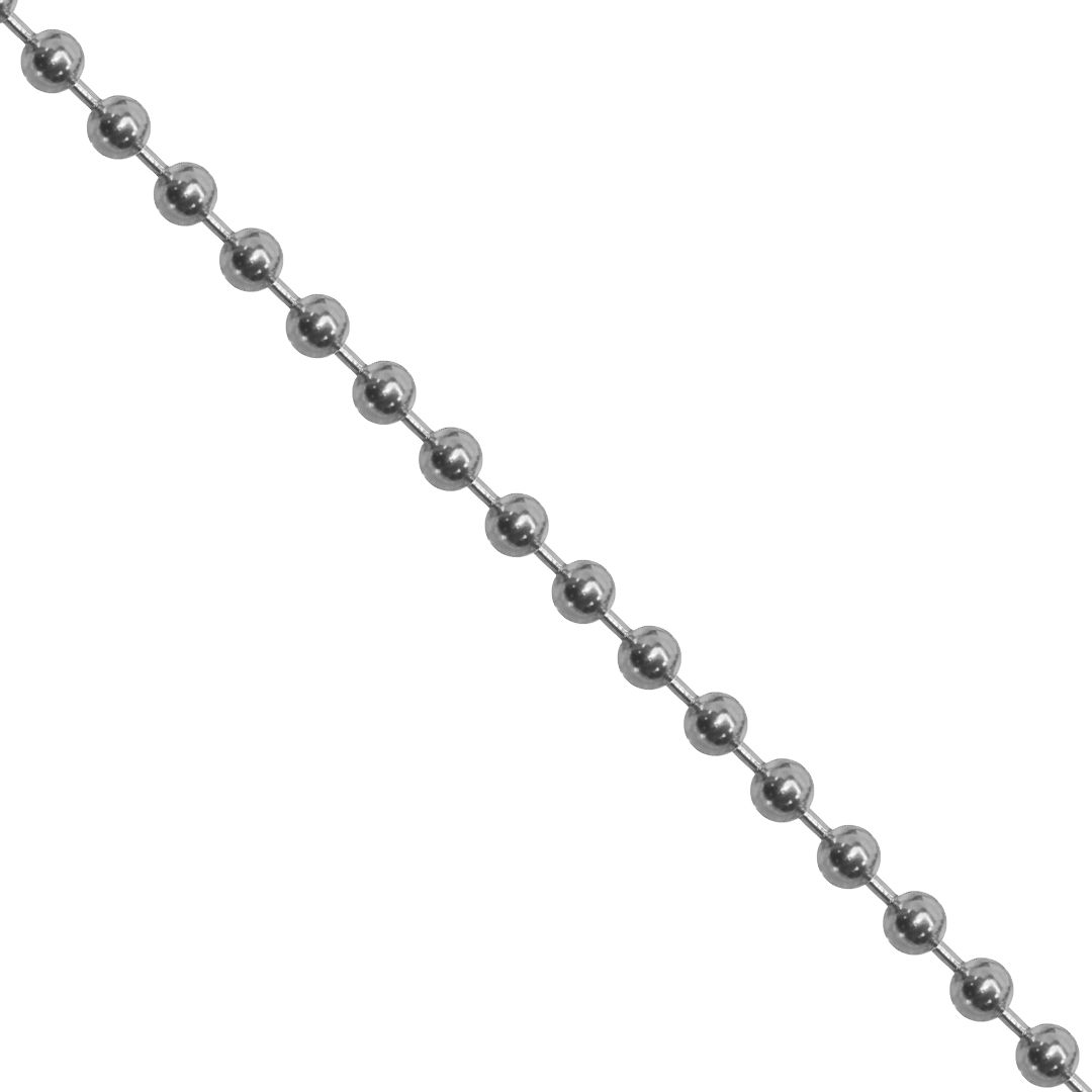 Chains, Ball Bead Chain, Stainless Steel, 2mm, Sold per Meter, Available in Multiple Colours