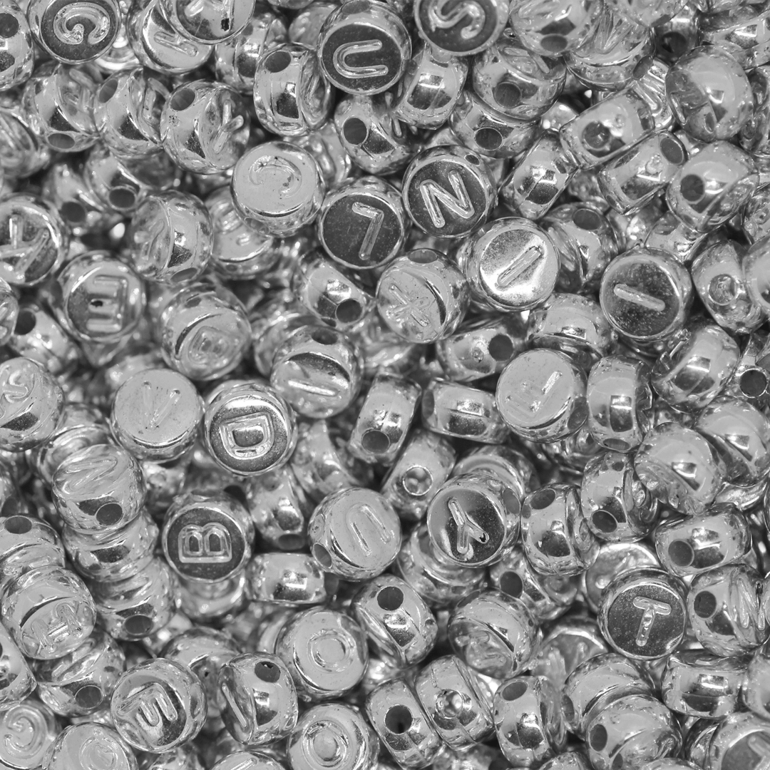 Plastic Beads Bulk Bag, Mixed Alphabet, Round, 7mm, Sold Per pkg of Approx 650, Available in 2 Colours