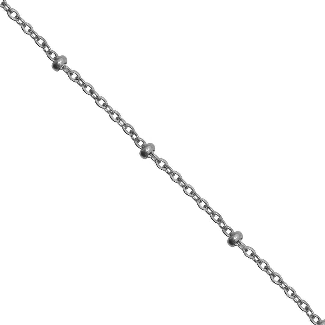 Chains, Stainless Steel, Beaded Cable Chain, 2.5mm x 2mm x 0.8mm per loop, Sold per Meter