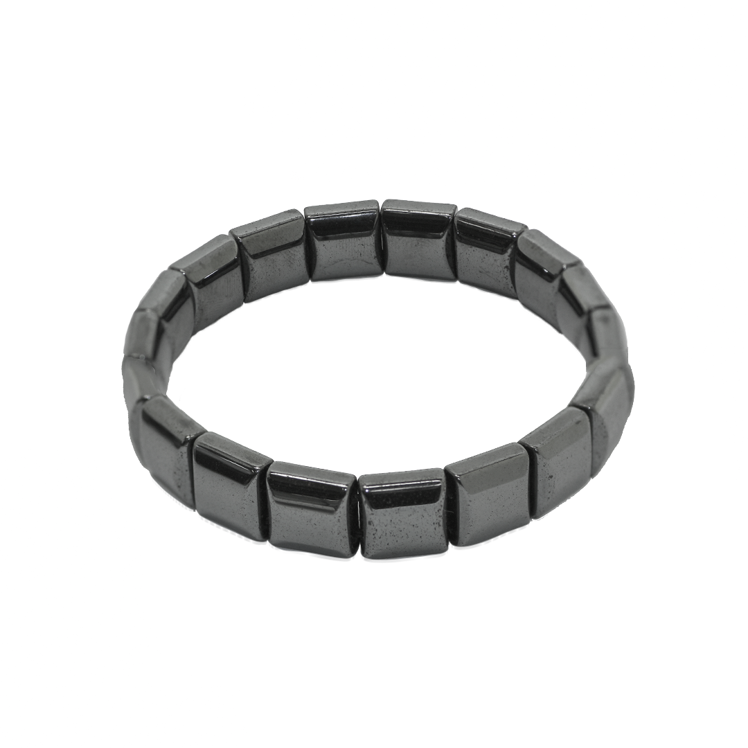 Hematite Stretchy Square Bracelet, 10mm x 10mm (Bead), Semi-Precious Stone, 1 pc