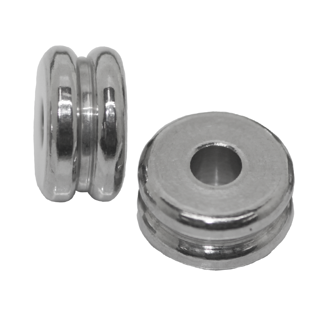 Spacers, Ridged Flat Round, Stainless Steel, Silver, 7mm , Sold Per pkg of 10 PCS