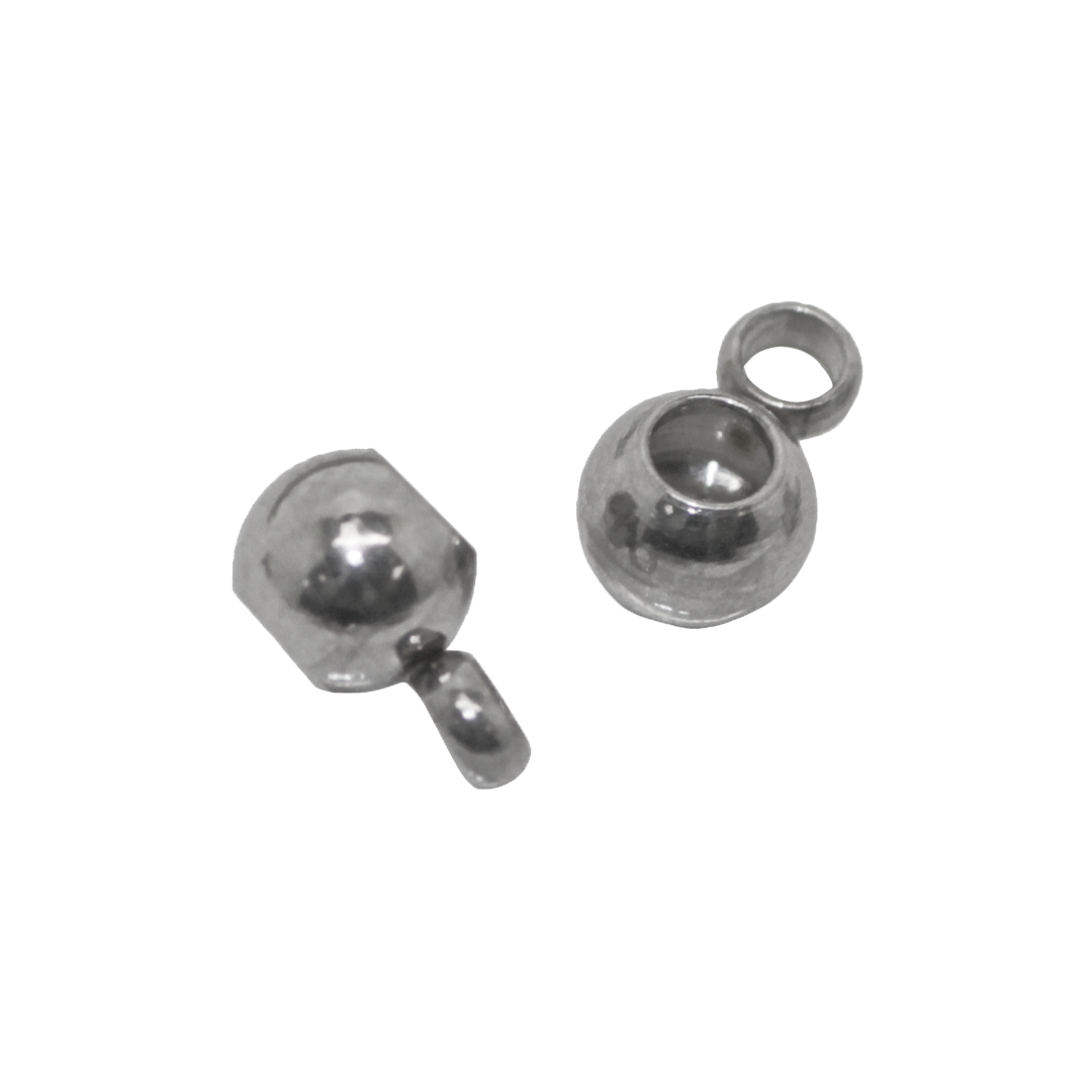 Charm Holder, Plain, Silver, Stainless Steel, 6mm x 3mm, Sold Per pkg of 10