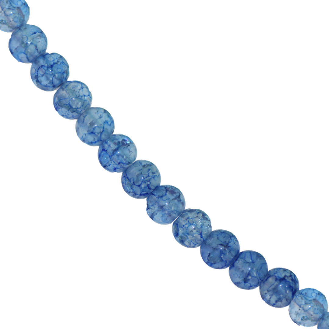 Glass Beads, Cracked, Tie dye, 8mm, Approx 95 pcs per strand, Available in Multiple Colours