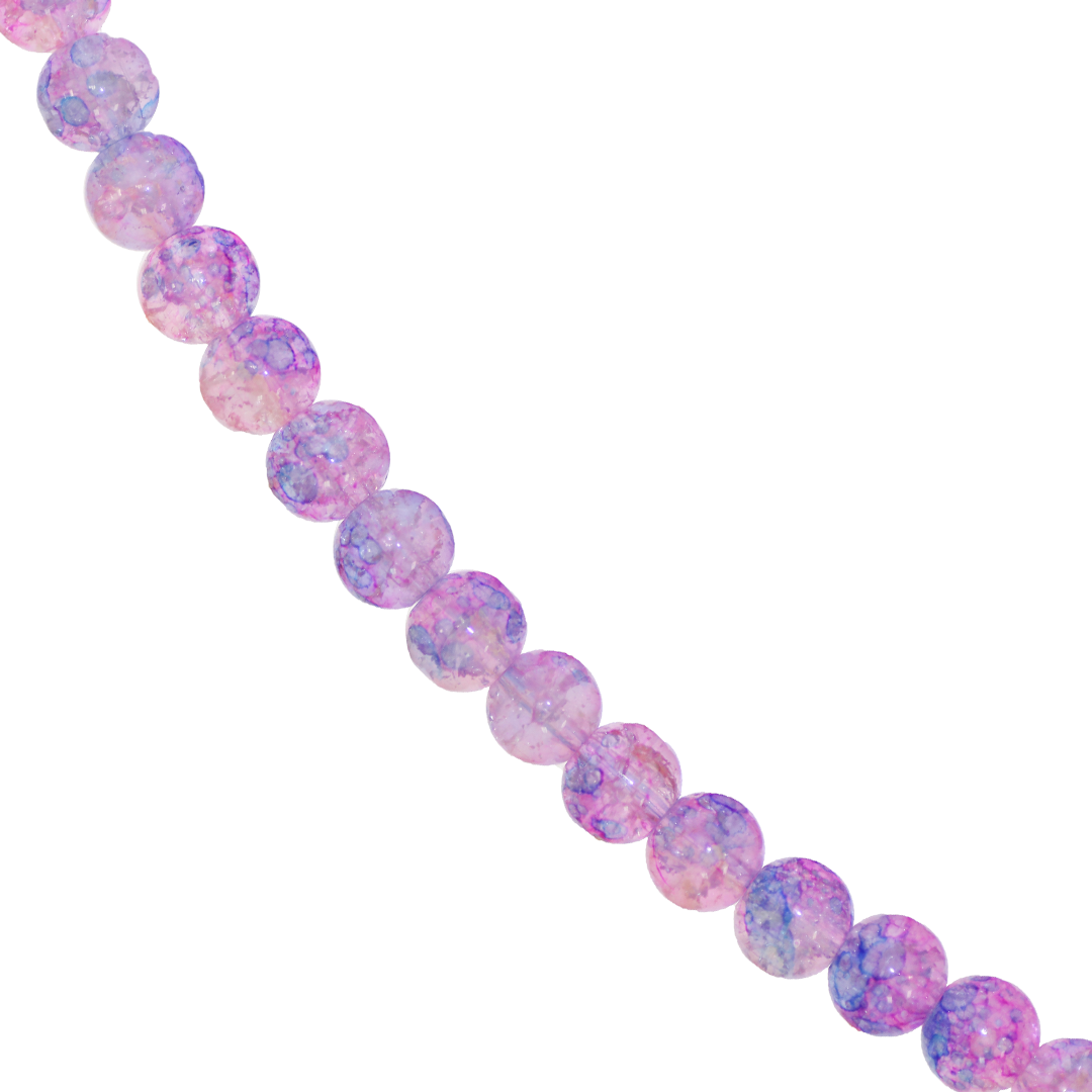 Glass Beads, Cracked, Tie dye, 8mm, Approx 95 pcs per strand, Available in Multiple Colours