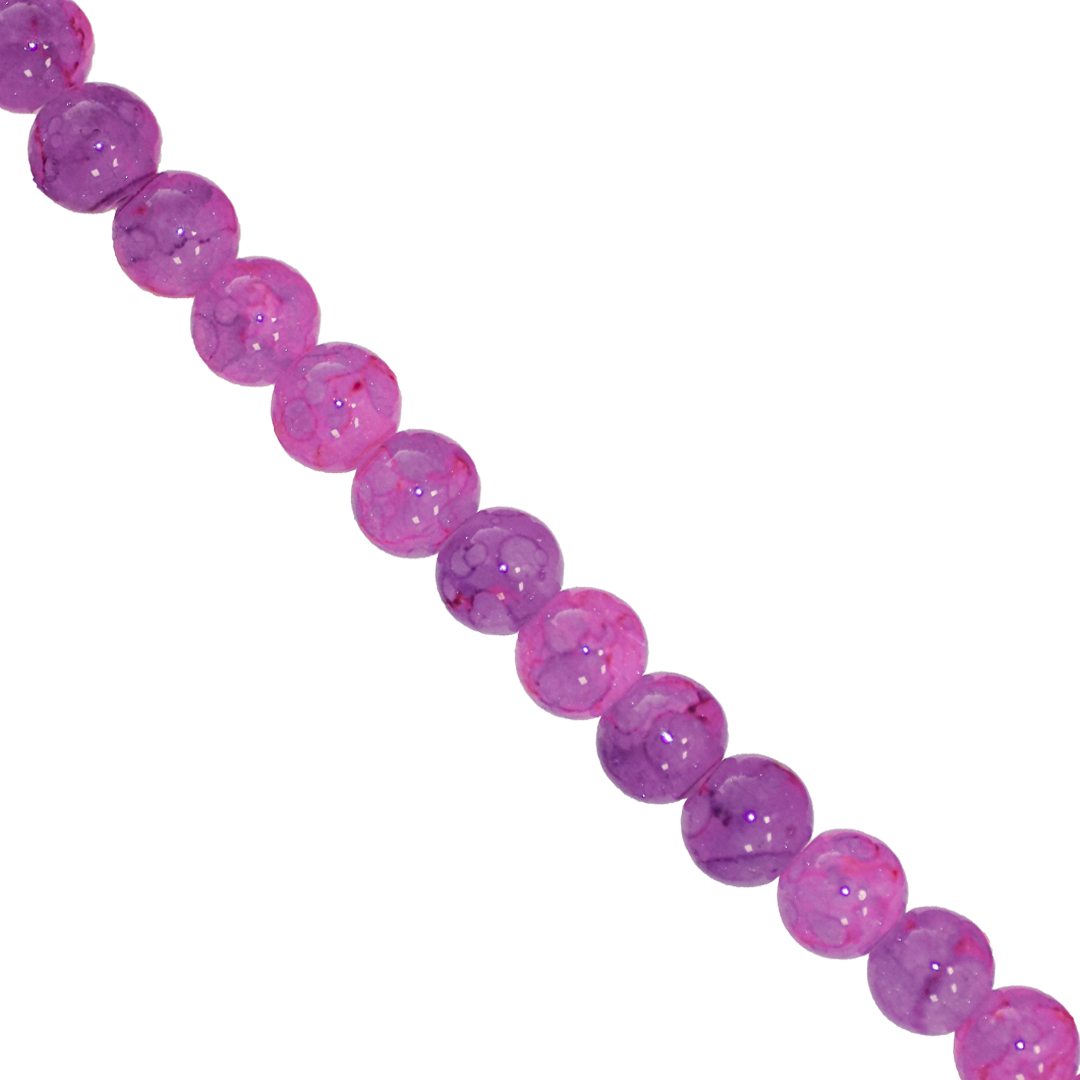 Glass Beads, Cracked, Tie dye, 8mm, Approx 95 pcs per strand, Available in Multiple Colours