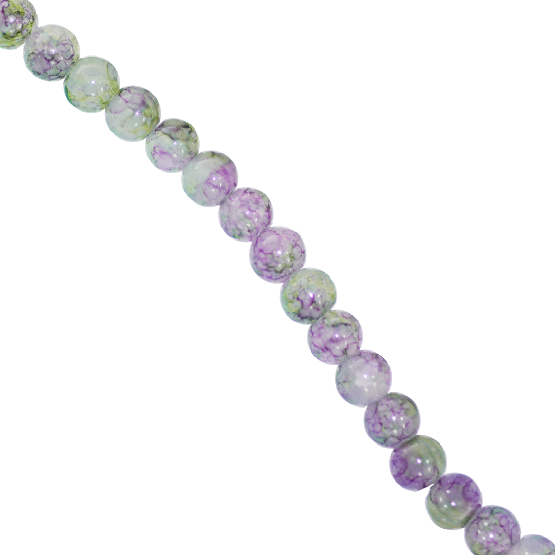 Glass Beads, Cracked, Tie dye, 8mm, Approx 95 pcs per strand, Available in Multiple Colours