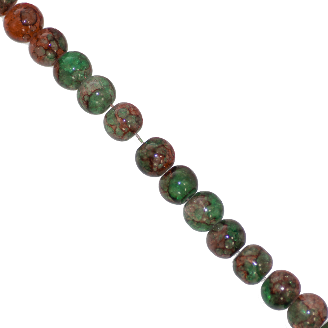Glass Beads, Cracked, Tie dye, 8mm, Approx 95 pcs per strand, Available in Multiple Colours