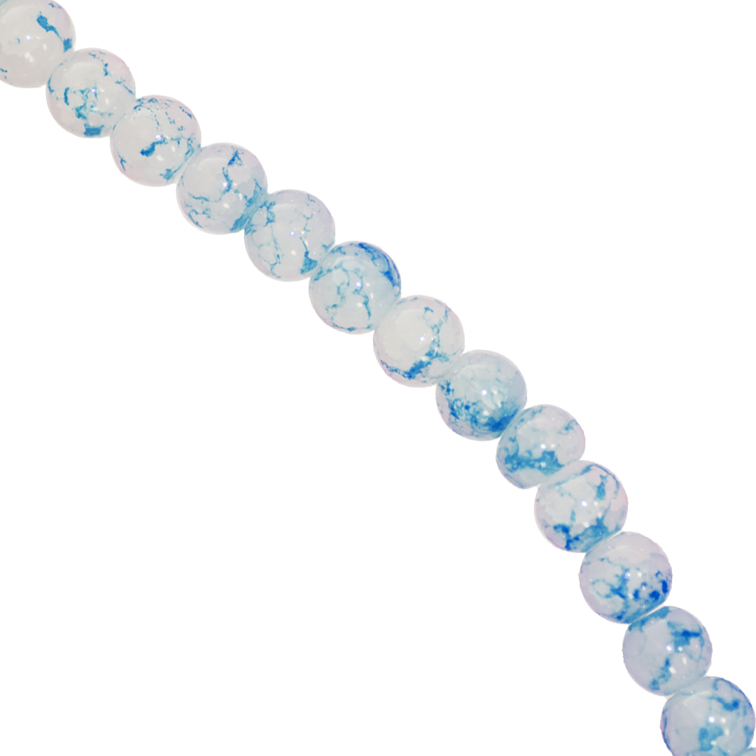 Glass Beads, Cracked, Tie dye, 8mm, Approx 95 pcs per strand, Available in Multiple Colours