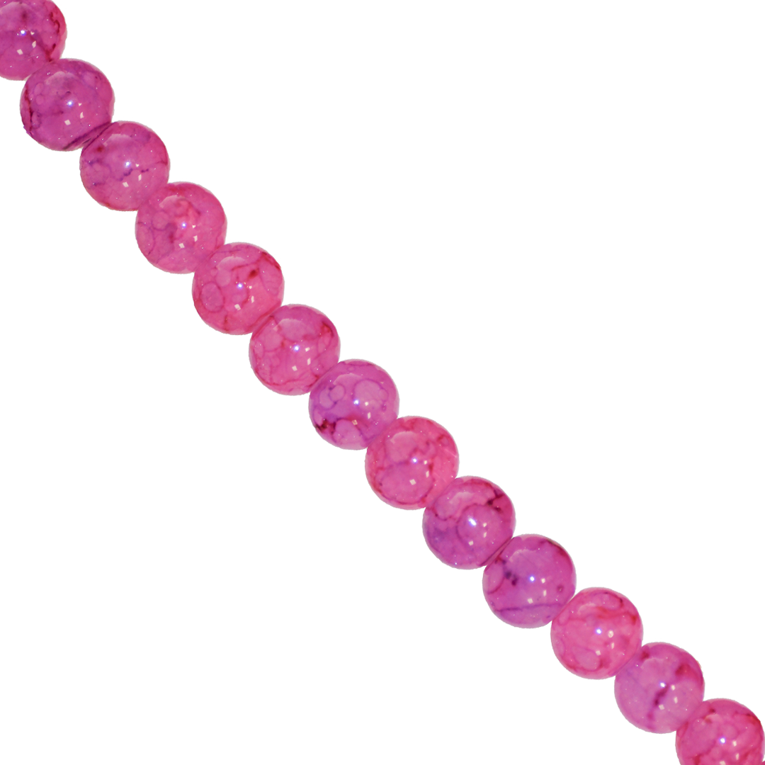 Glass Beads, Cracked, Tie dye, 8mm, Approx 95 pcs per strand, Available in Multiple Colours