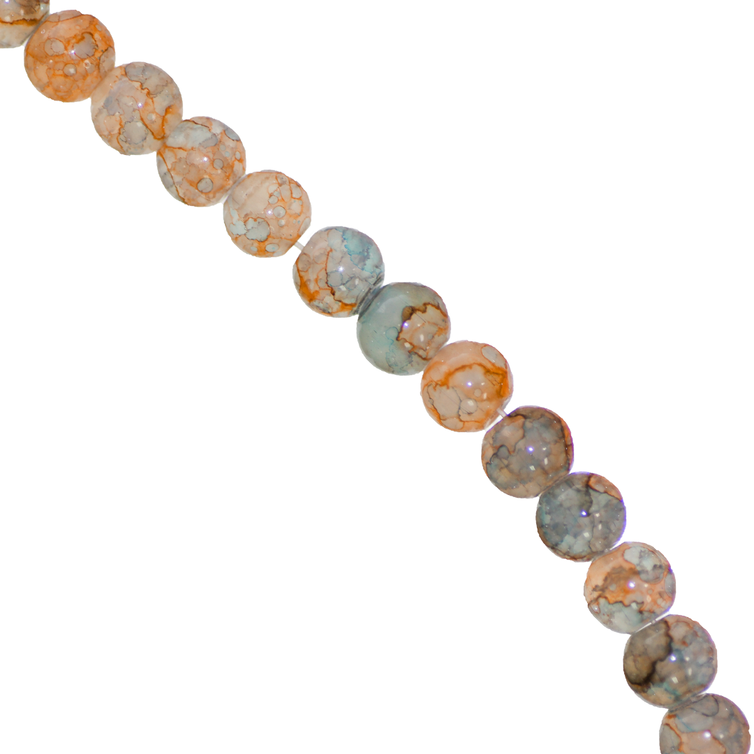 Glass Beads, Cracked, Tie dye, 8mm, Approx 95 pcs per strand, Available in Multiple Colours