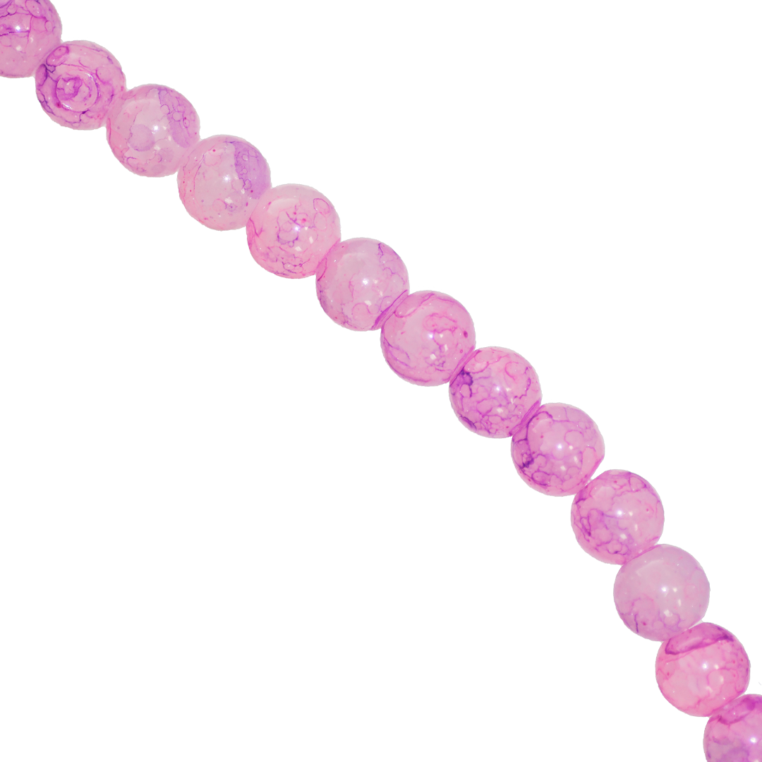 Glass Beads, Cracked, Tie dye, 8mm, Approx 95 pcs per strand, Available in Multiple Colours