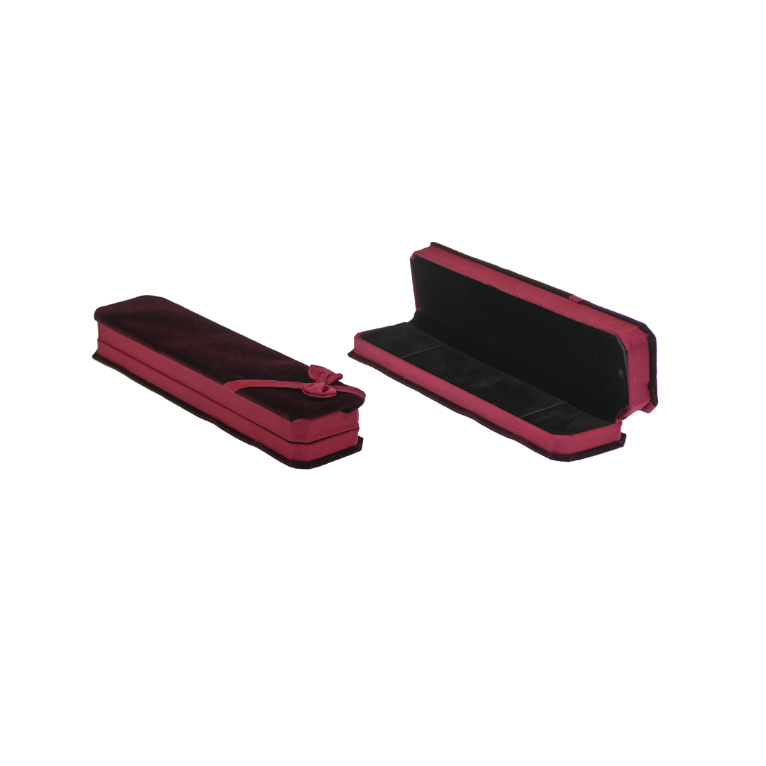 Tools, Necklace Gift Box, Burgundy, Velvet, 23cm x 6cm x 3.5cm, Sold Per pkg of 1