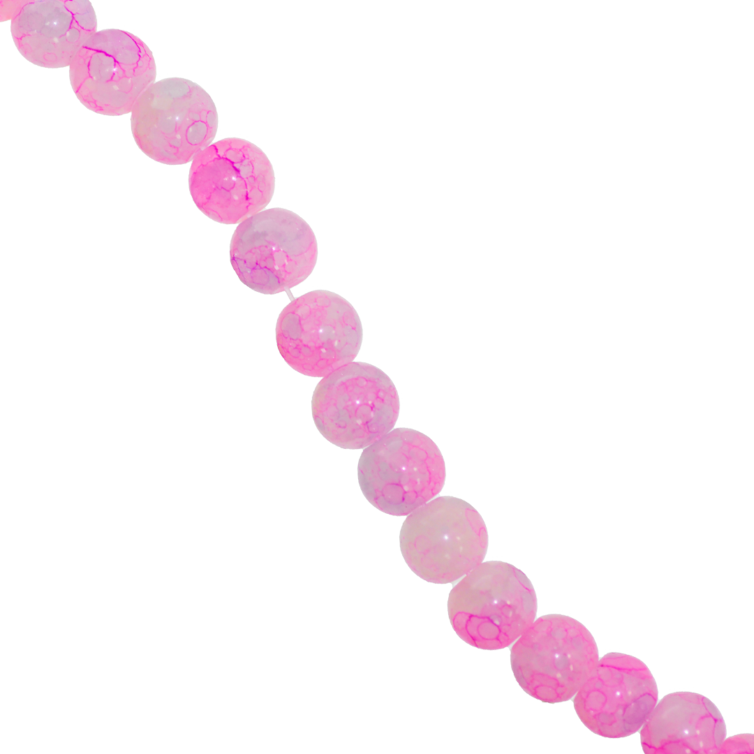 Glass Beads, Cracked, Tie dye, 8mm, Approx 95 pcs per strand, Available in Multiple Colours