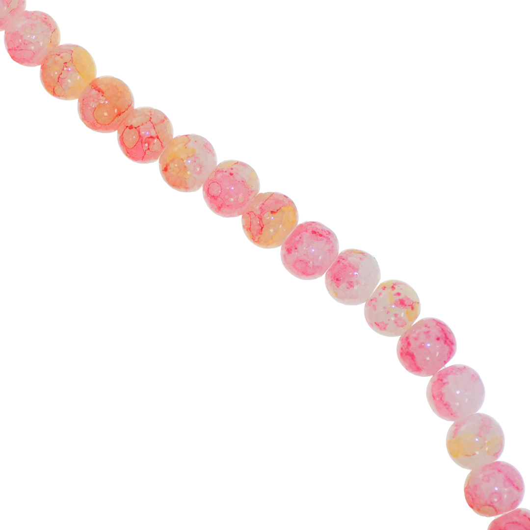 Glass Beads, Cracked, Tie dye, 8mm, Approx 95 pcs per strand, Available in Multiple Colours