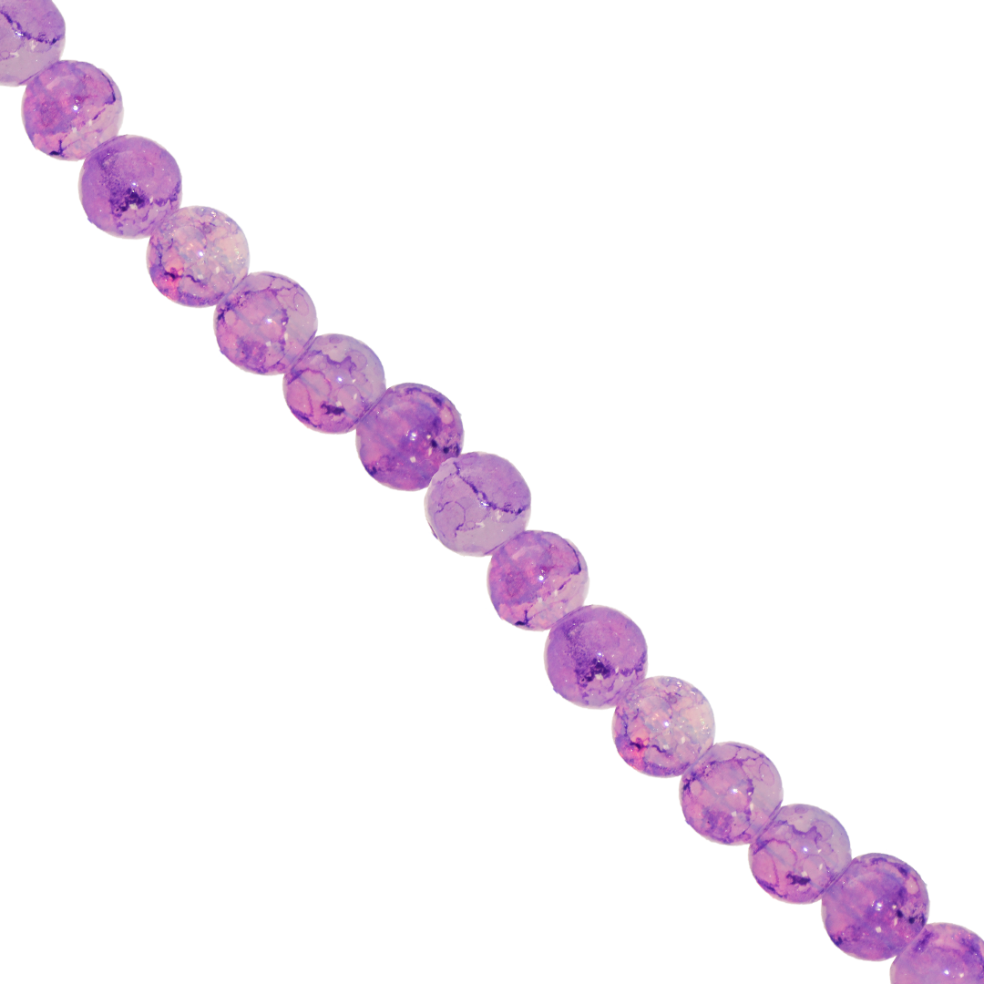Glass Beads, Cracked, Tie dye, 8mm, Approx 95 pcs per strand, Available in Multiple Colours
