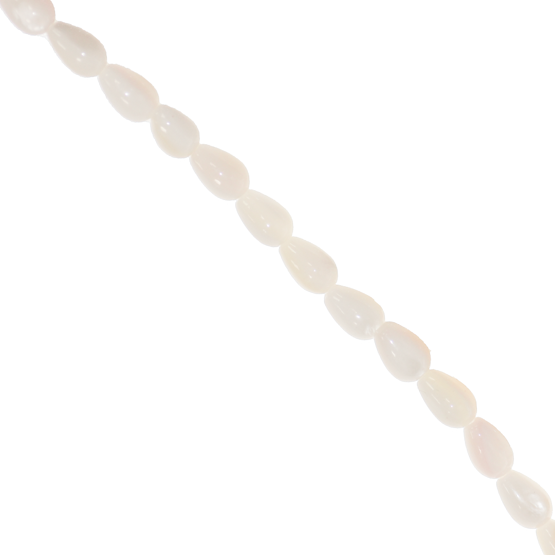 Shell Beads, Teardrop, White, 5mm x 7.5mm, Approx 50 pcs per strand