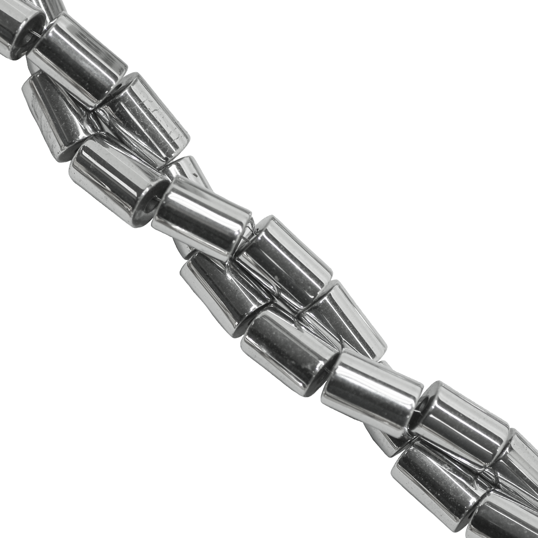 Hematite Cylinder, Silver, Plated, Available in Multiple Sizes