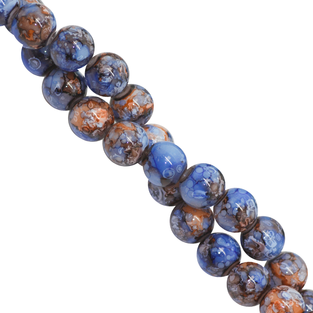 Marble Style Glass Beads, 10mm, Tie Dye, Approx 80 pcs per strand, Available in Multiple Colours