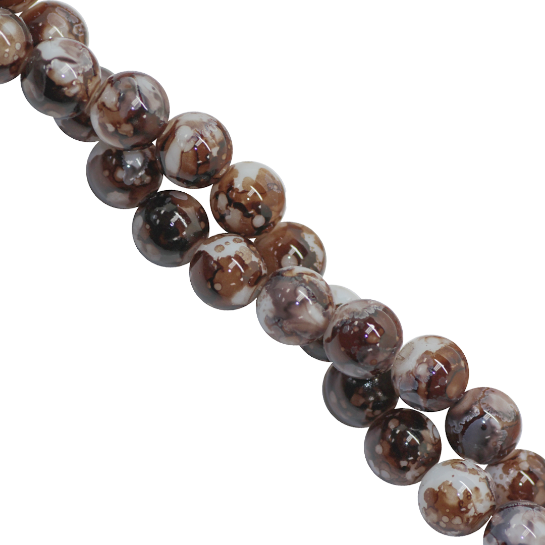 Marble Style Glass Beads, 10mm, Tie Dye, Approx 80 pcs per strand, Available in Multiple Colours