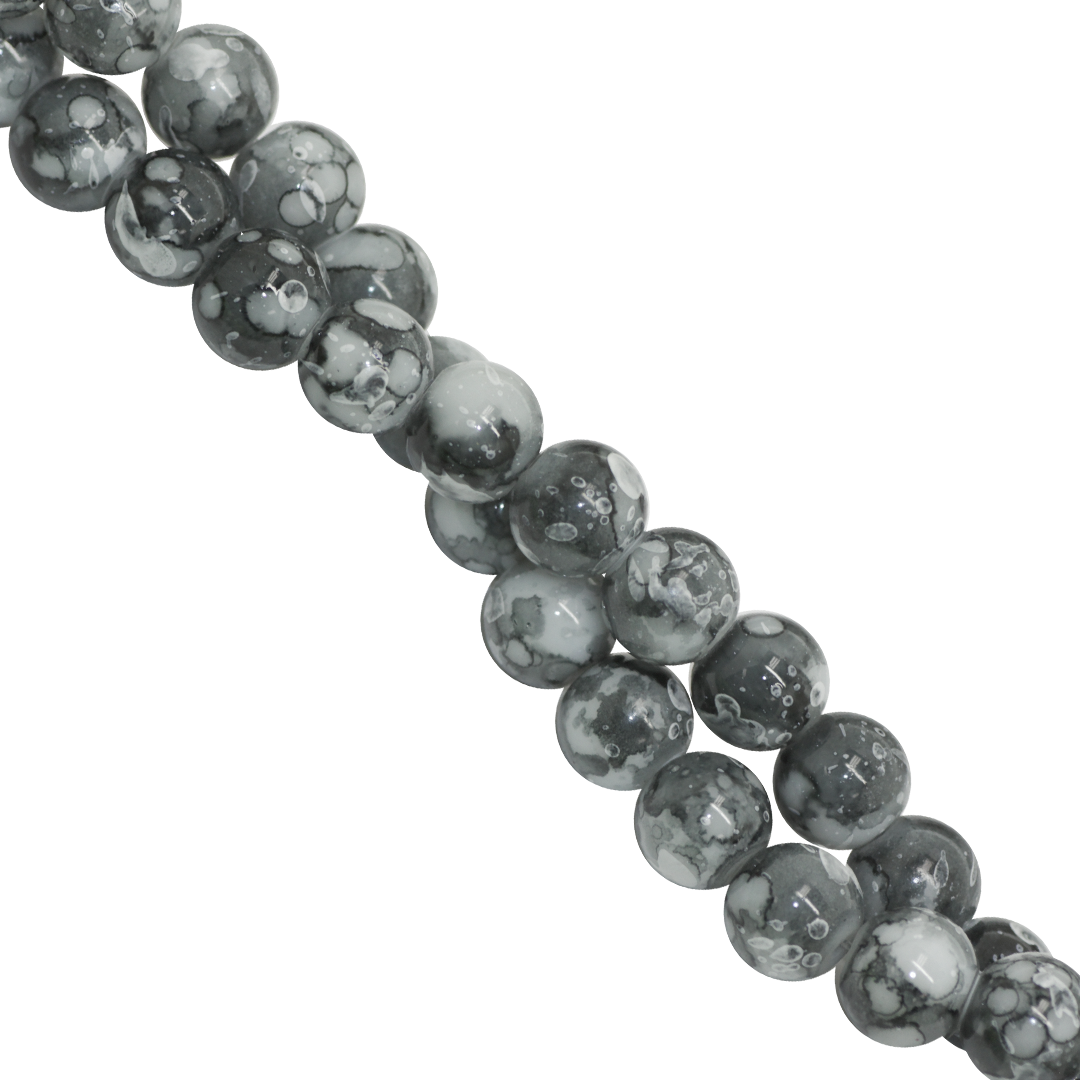 Marble Style Glass Beads, 10mm, Tie Dye, Approx 80 pcs per strand, Available in Multiple Colours
