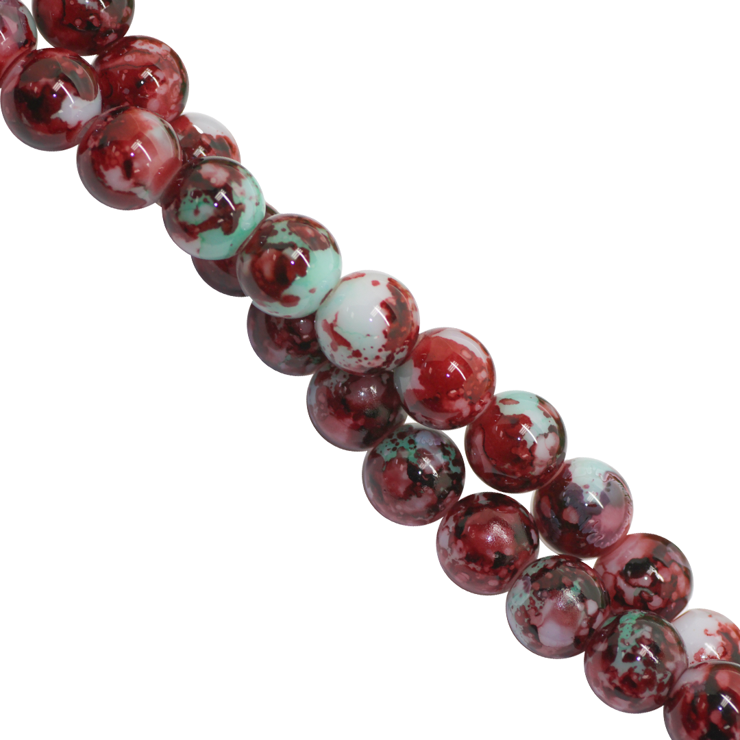 Marble Style Glass Beads, 10mm, Tie Dye, Approx 80 pcs per strand, Available in Multiple Colours