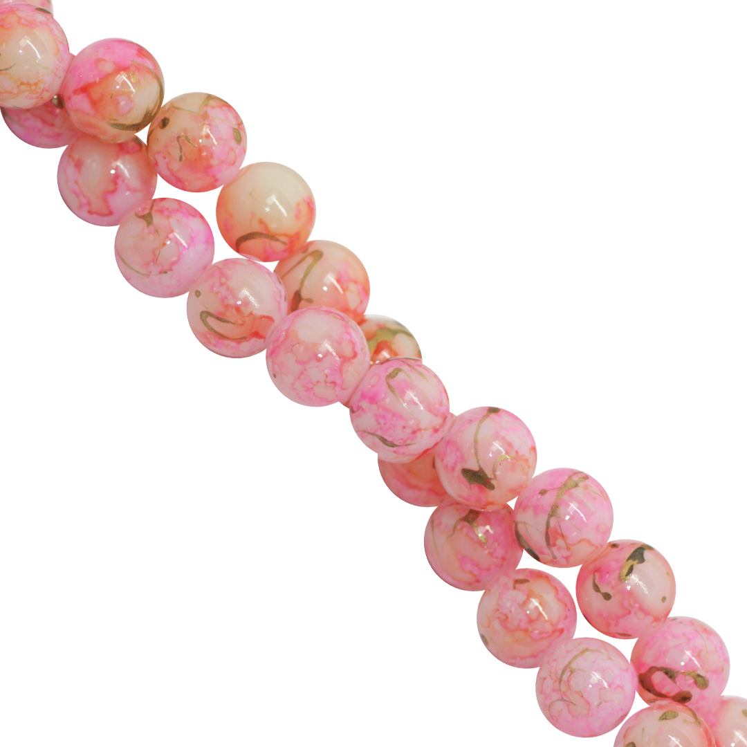 Marble Style Glass Beads, 10mm, Tie Dye, Approx 80 pcs per strand, Available in Multiple Colours