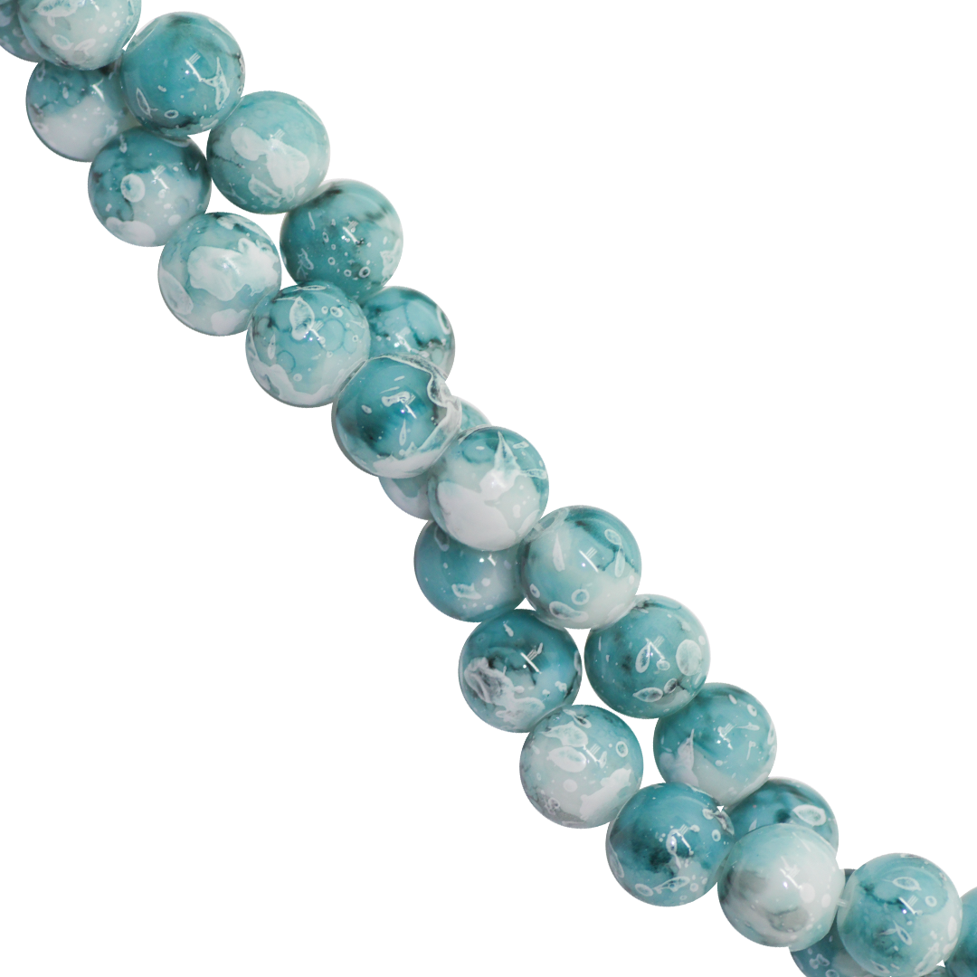 Marble Style Glass Beads, 10mm, Tie Dye, Approx 80 pcs per strand, Available in Multiple Colours