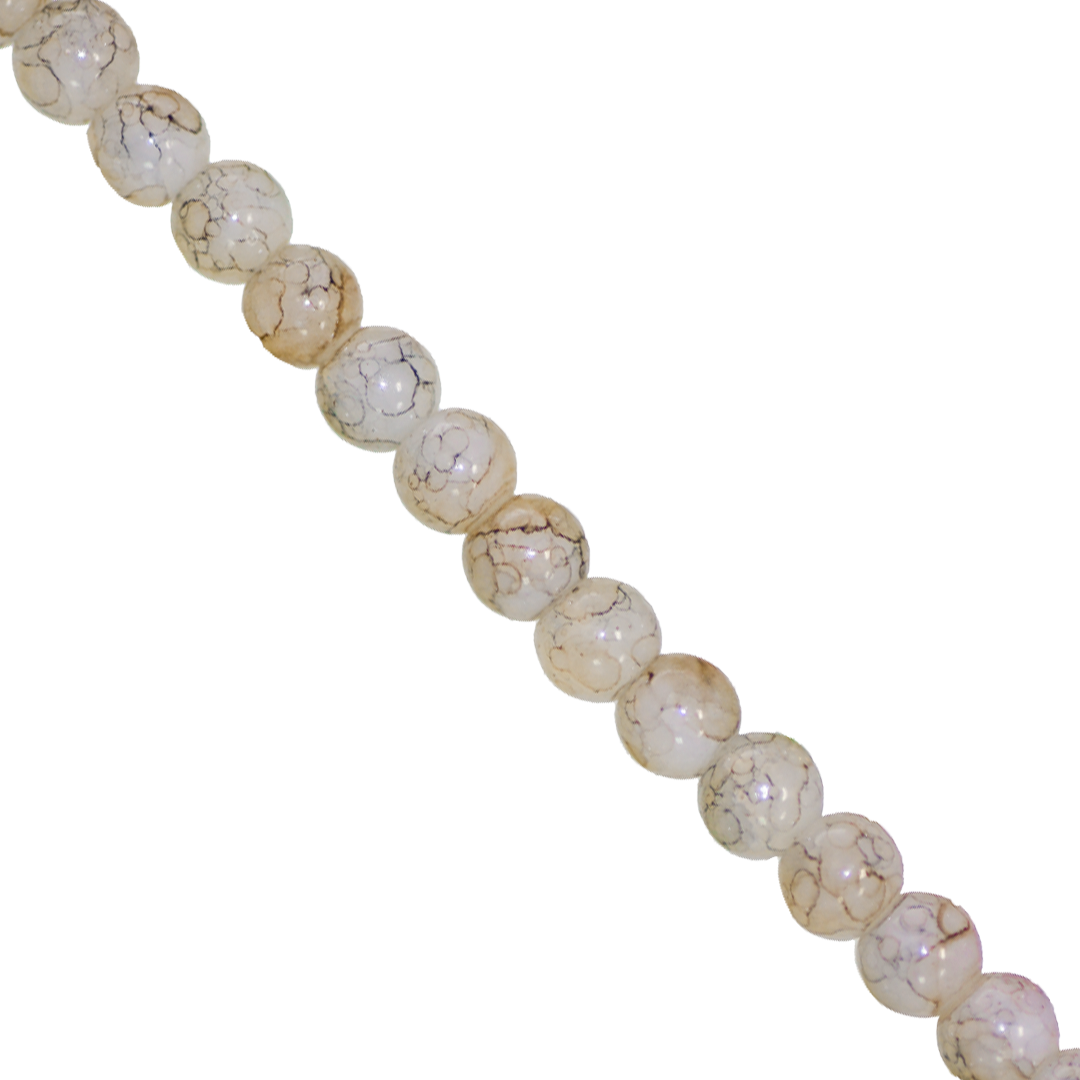 Glass Beads, Cracked, Tie Dye, 6mm, Approx 130 pcs per strand, Available in Multiple Colours