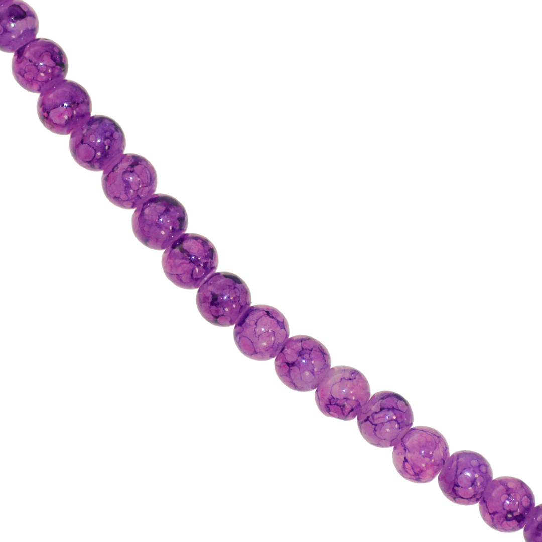 Glass Beads, Cracked, Tie Dye, 6mm, Approx 130 pcs per strand, Available in Multiple Colours