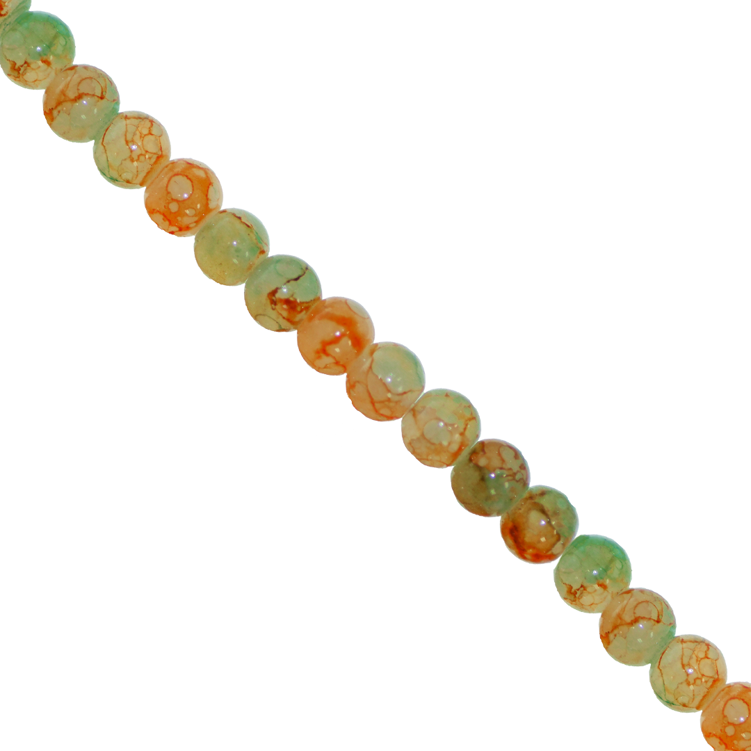 Glass Beads, Cracked, Tie Dye, 6mm, Approx 130 pcs per strand, Available in Multiple Colours