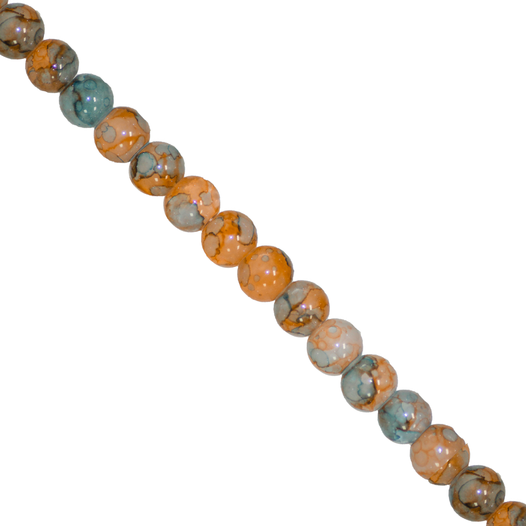 Glass Beads, Cracked, Tie Dye, 6mm, Approx 130 pcs per strand, Available in Multiple Colours