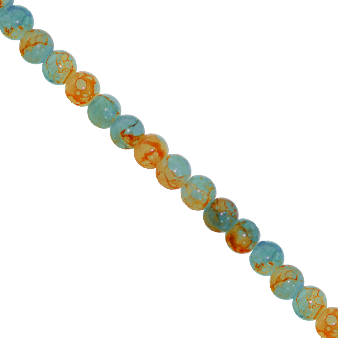 Glass Beads, Cracked, Tie Dye, 6mm, Approx 130 pcs per strand, Available in Multiple Colours