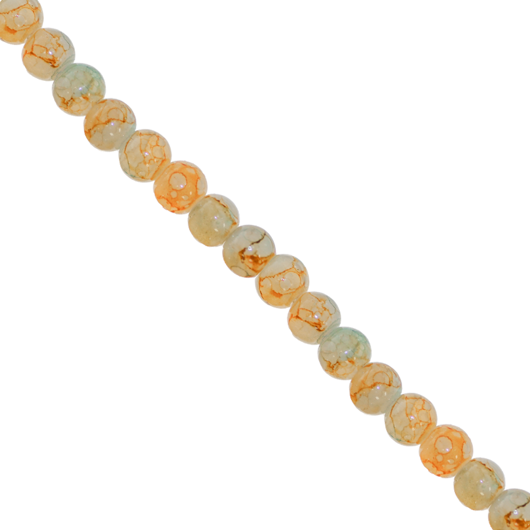 Glass Beads, Cracked, Tie Dye, 6mm, Approx 130 pcs per strand, Available in Multiple Colours