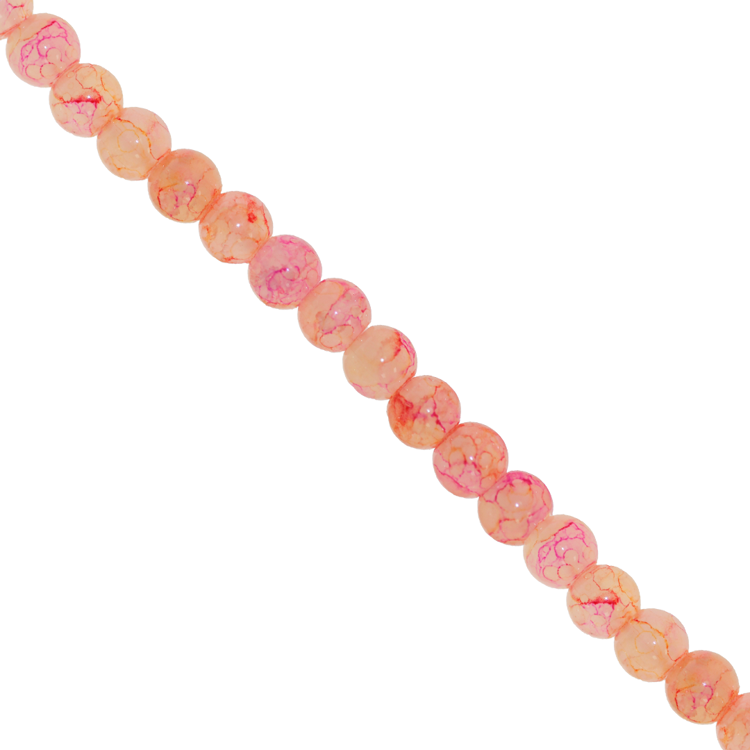 Glass Beads, Cracked, Tie Dye, 6mm, Approx 130 pcs per strand, Available in Multiple Colours