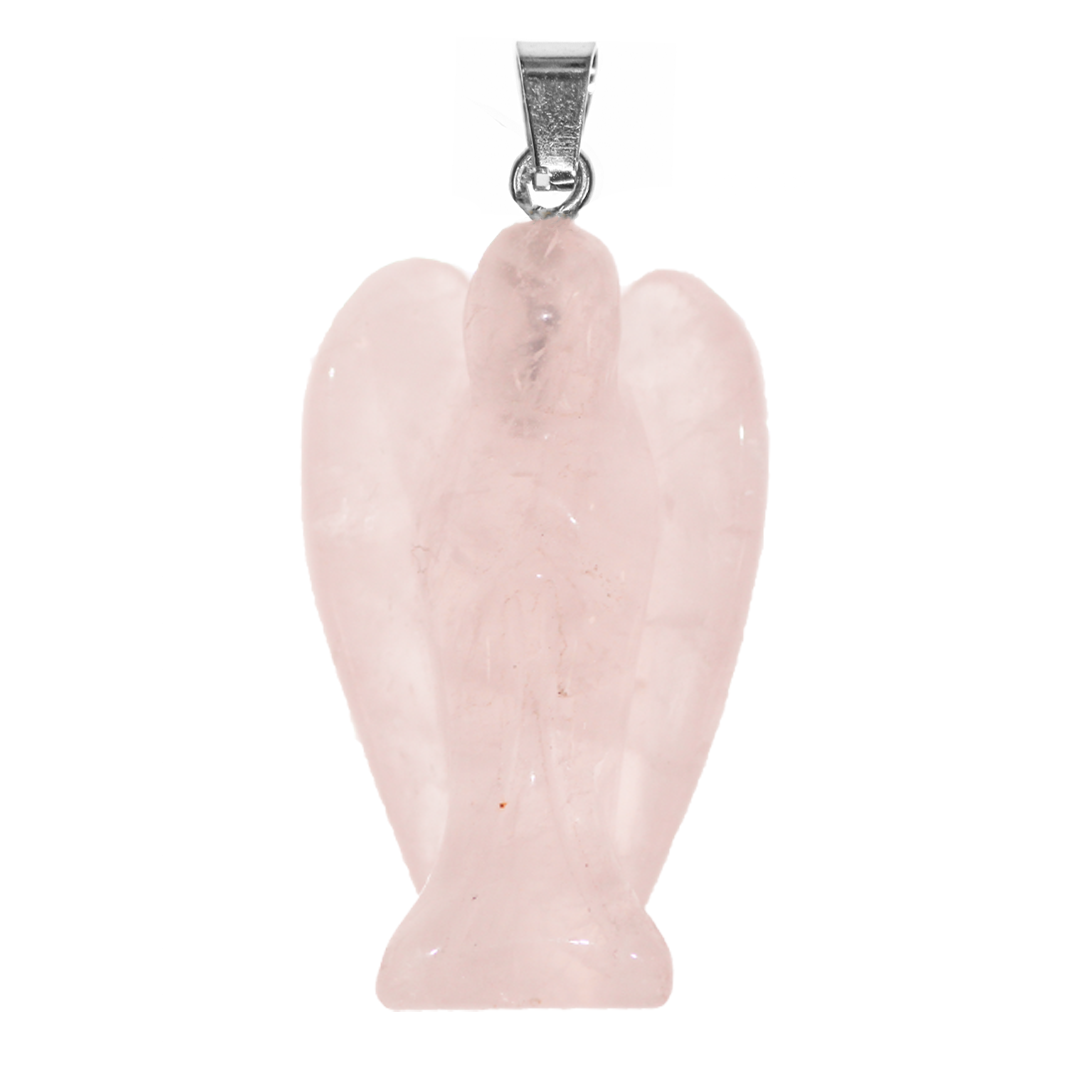 Angel Stone Pendant, 35mm x 22mm, Available in Multiple Semi-Precious Stones - 1 pc