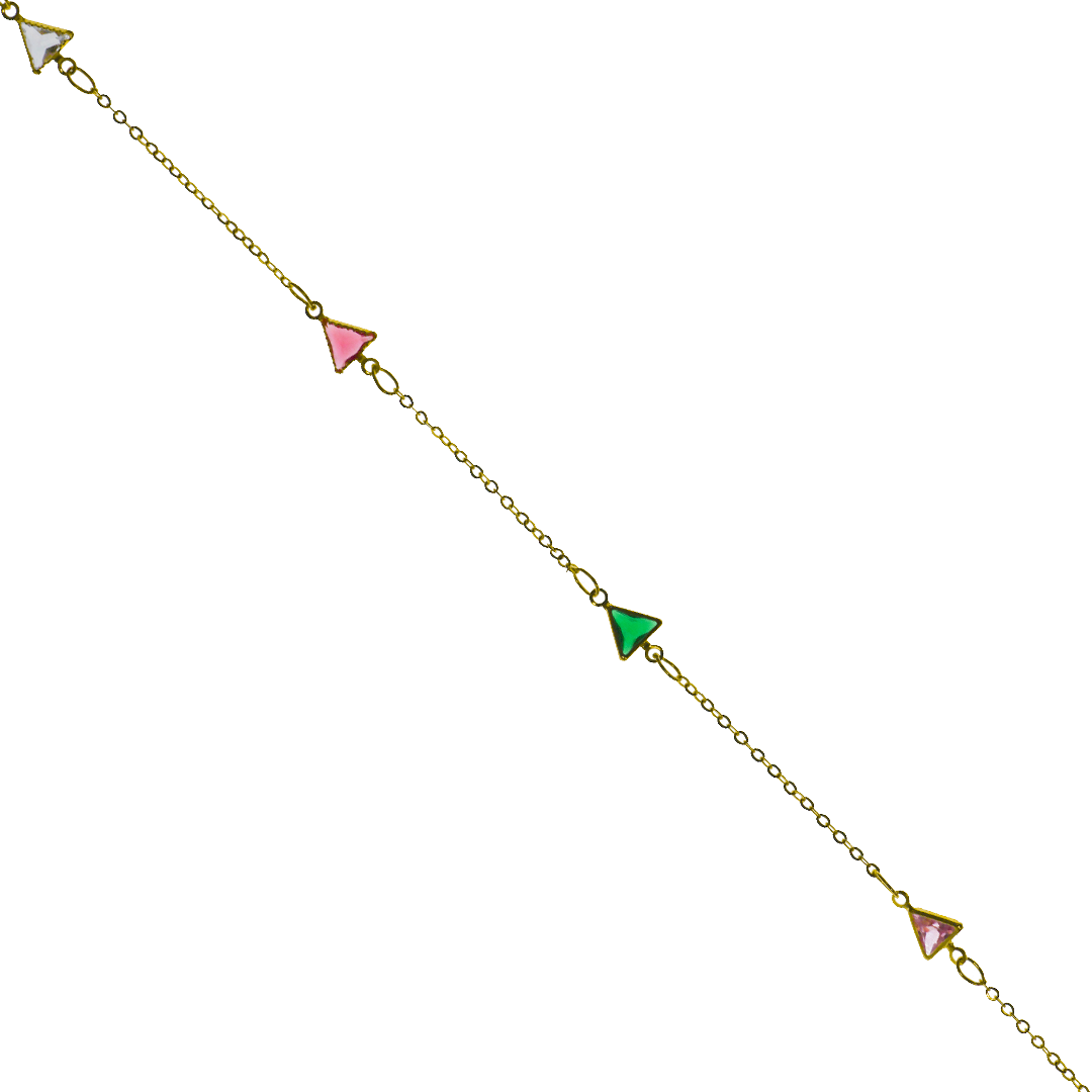 Triangular Mini Chain Chain, Cable Chain with Glass Triangle, 10.5mm x 6mm x 1.2mm per loop ...