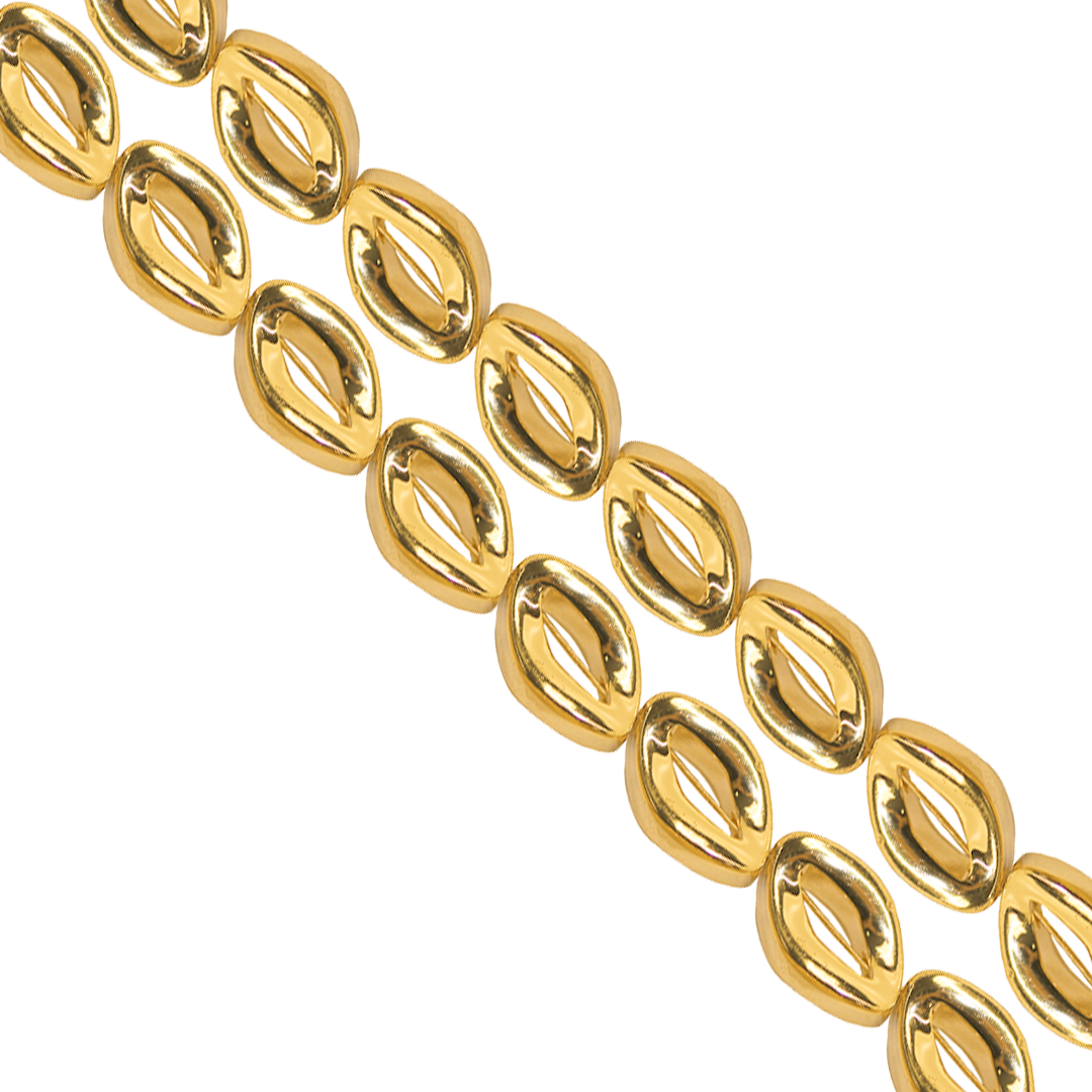 Hematite, Twisted Oval, Semi-Precious Stone, 9.5mm x 6mm, Approx 40 pcs per strand, Available in Multiple Colours