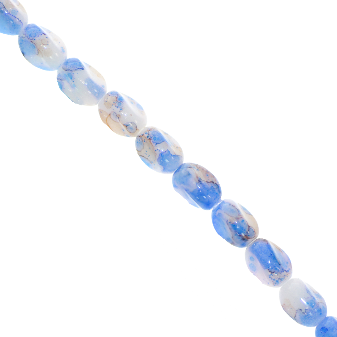 Glass Beads, Twisted Oval, Splatter Paint, 11mm x 8mm, Approx 65 pcs per strand, Available in Multiple Colours