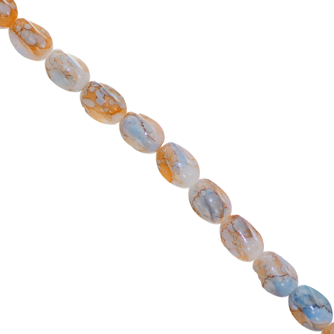 Glass Beads, Twisted Oval, Splatter Paint, 11mm x 8mm, Approx 65 pcs per strand, Available in Multiple Colours