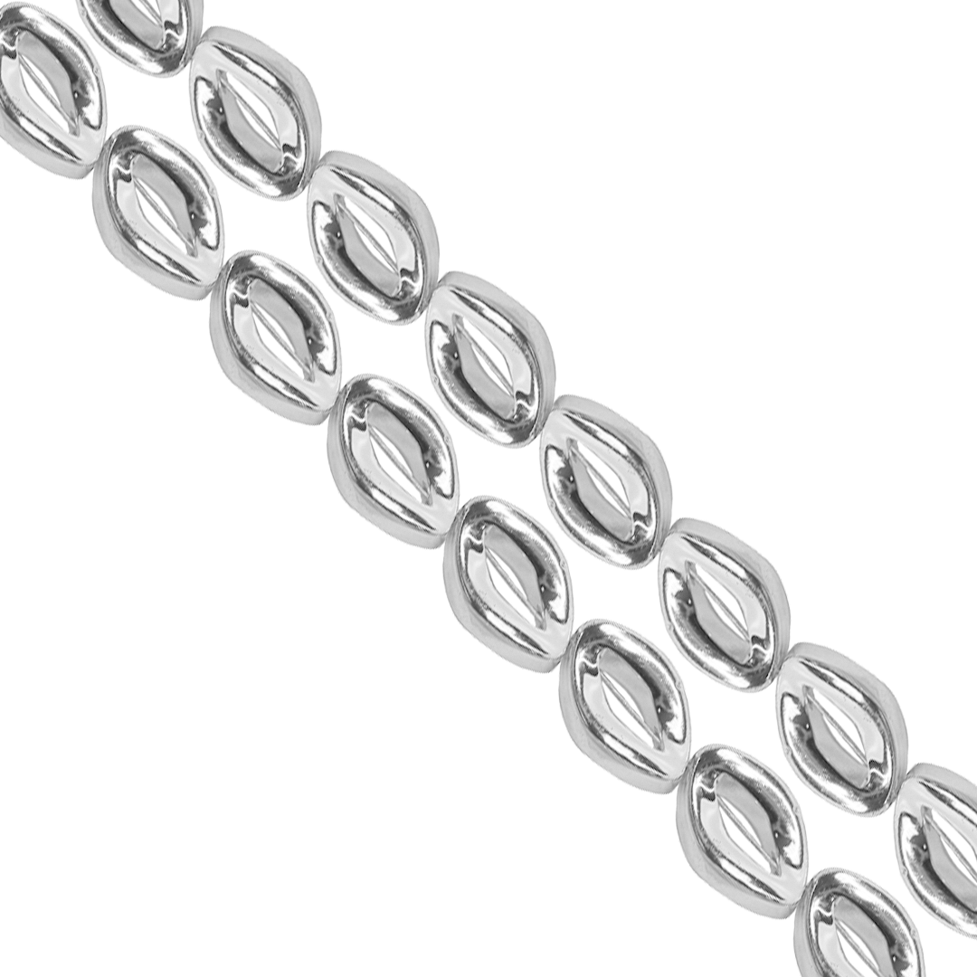 Hematite, Twisted Oval, Semi-Precious Stone, 9.5mm x 6mm, Approx 40 pcs per strand, Available in Multiple Colours