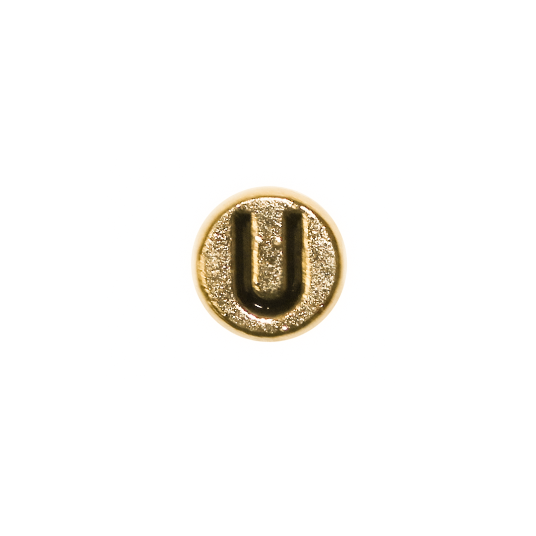 Spacer, Alphabet, Round, Flat, Gold, Alloy, 8mm, Sold Per pkg of 5
