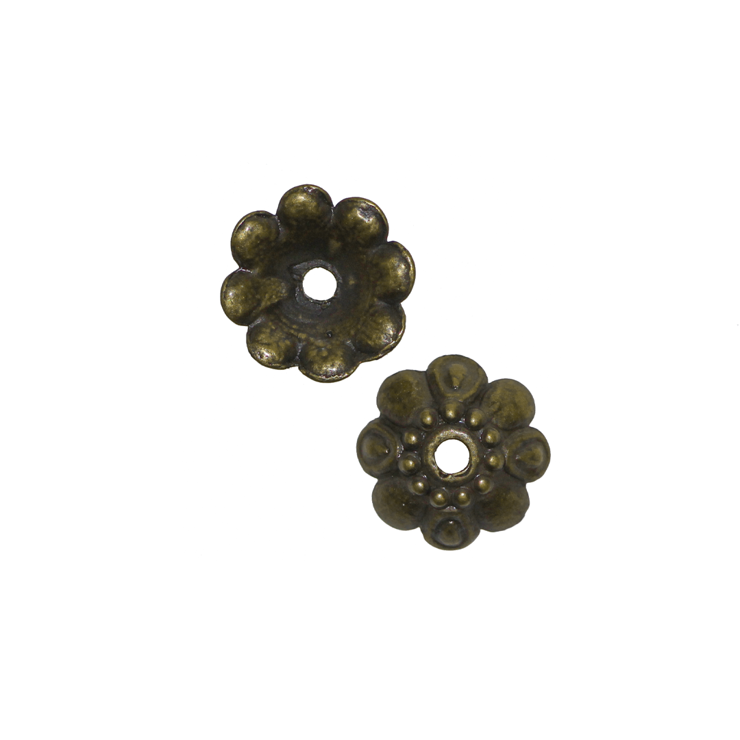 Bead Cap, Flower, Alloy, Brass, 3mm x 9.5mm, Sold Per pkg of 24
