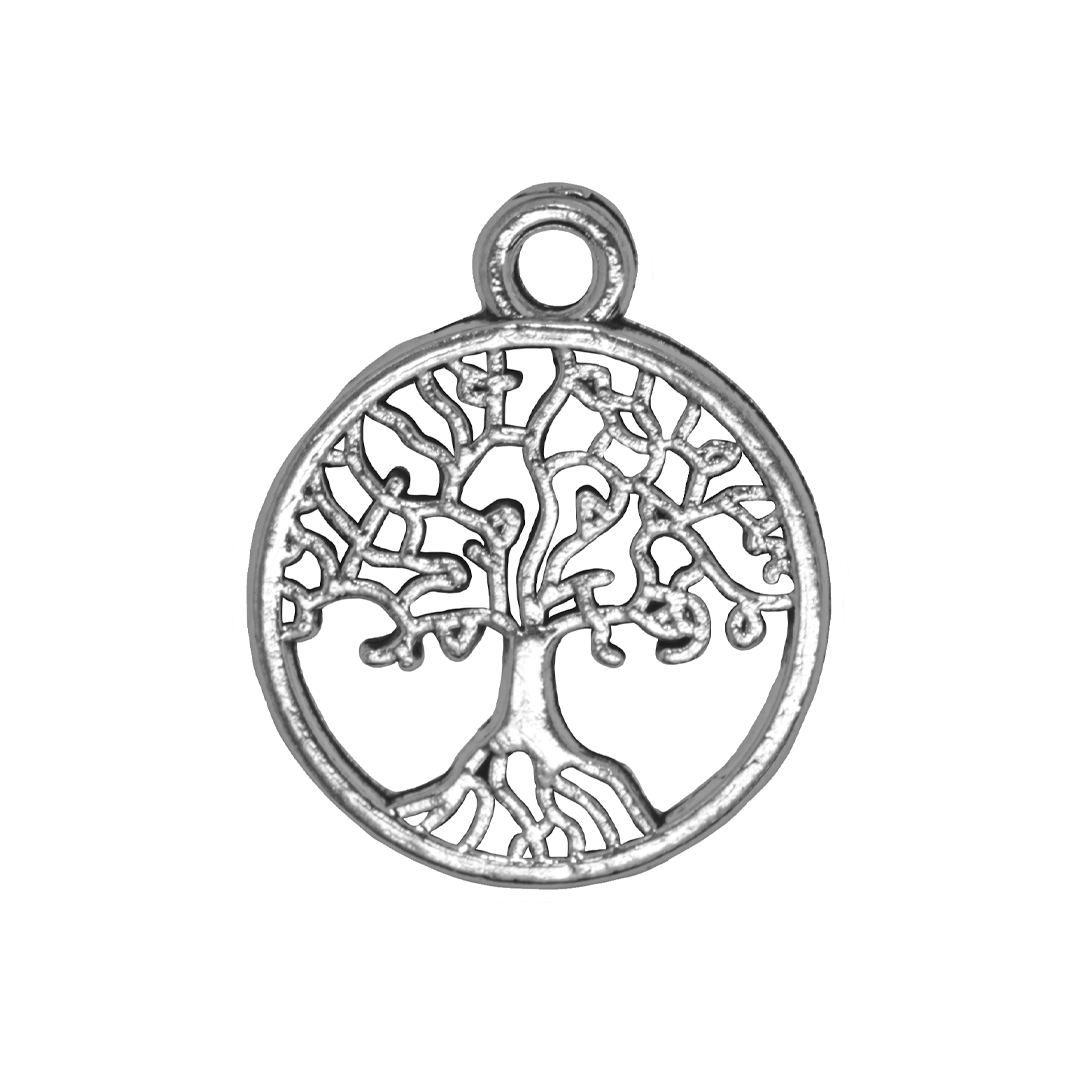 Charm, Tree of Life, Silver, Alloy, 19.5mm x 15.5mm x 1.3mm, Sold Per pkg of 10