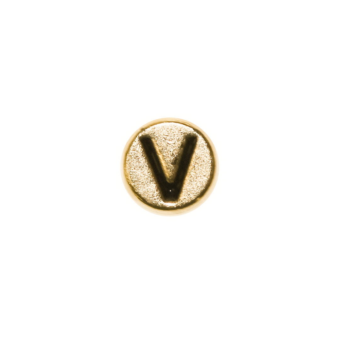 Spacer, Alphabet, Round, Flat, Gold, Alloy, 8mm, Sold Per pkg of 5
