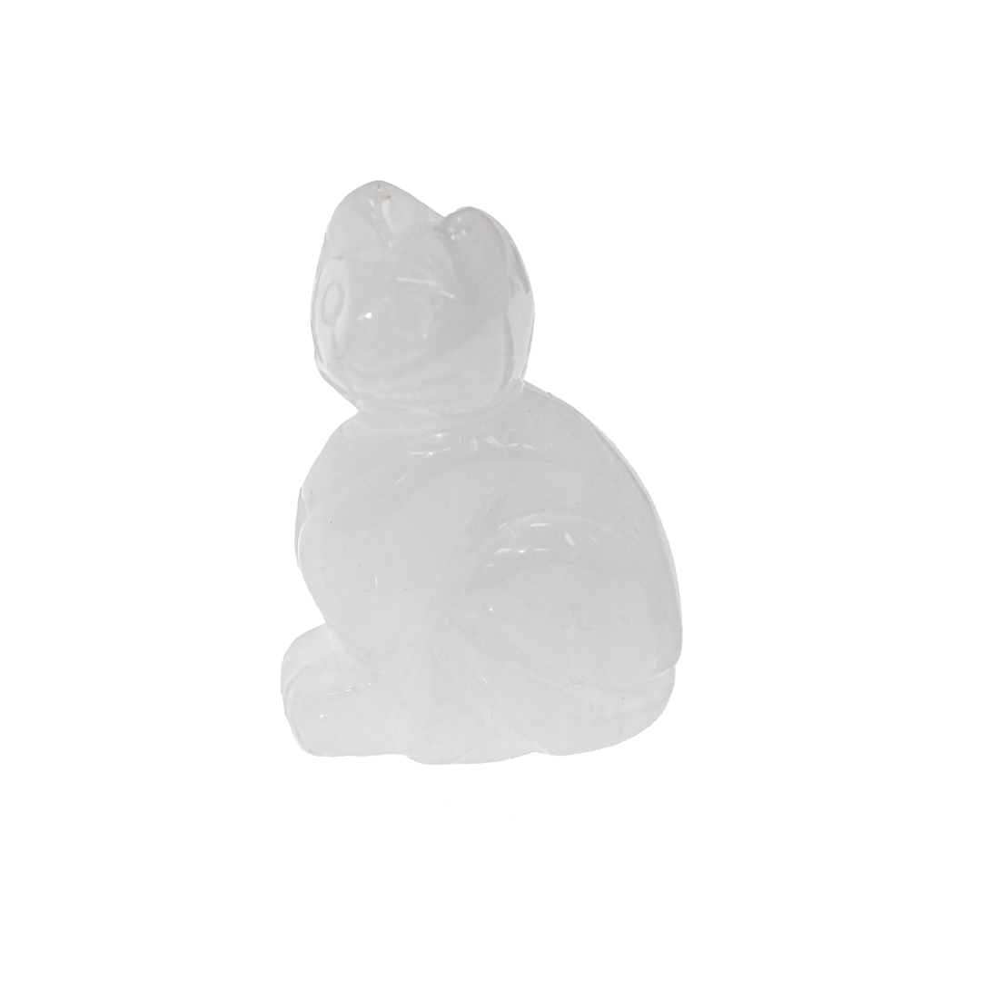 Cat White Jade, Semi-Precious Stone, Approx 51mm x 36mm, No Hole, Sold Per pkg of 1