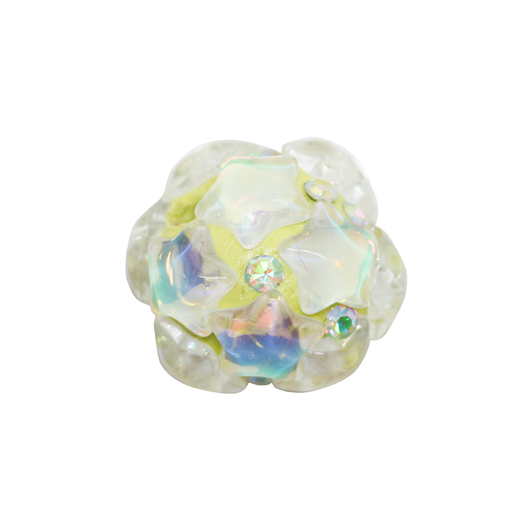 Acrylic Beads, Round with Iridescent Stars, 19mm, Sold Per pkg of 2