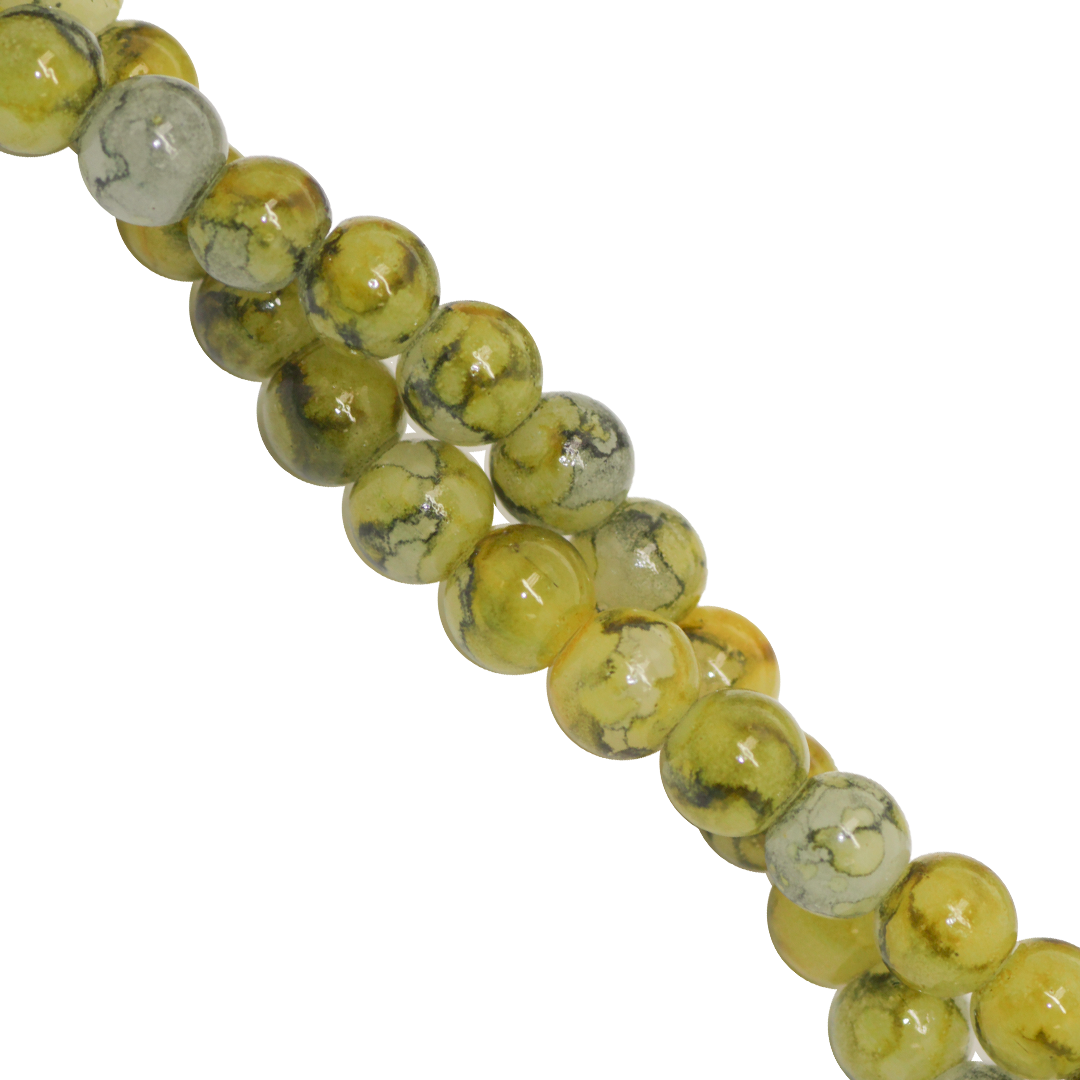 Marble Style Glass Beads, 6mm, Tie Dye, 140 pcs per strand, Available in Multiple Colours