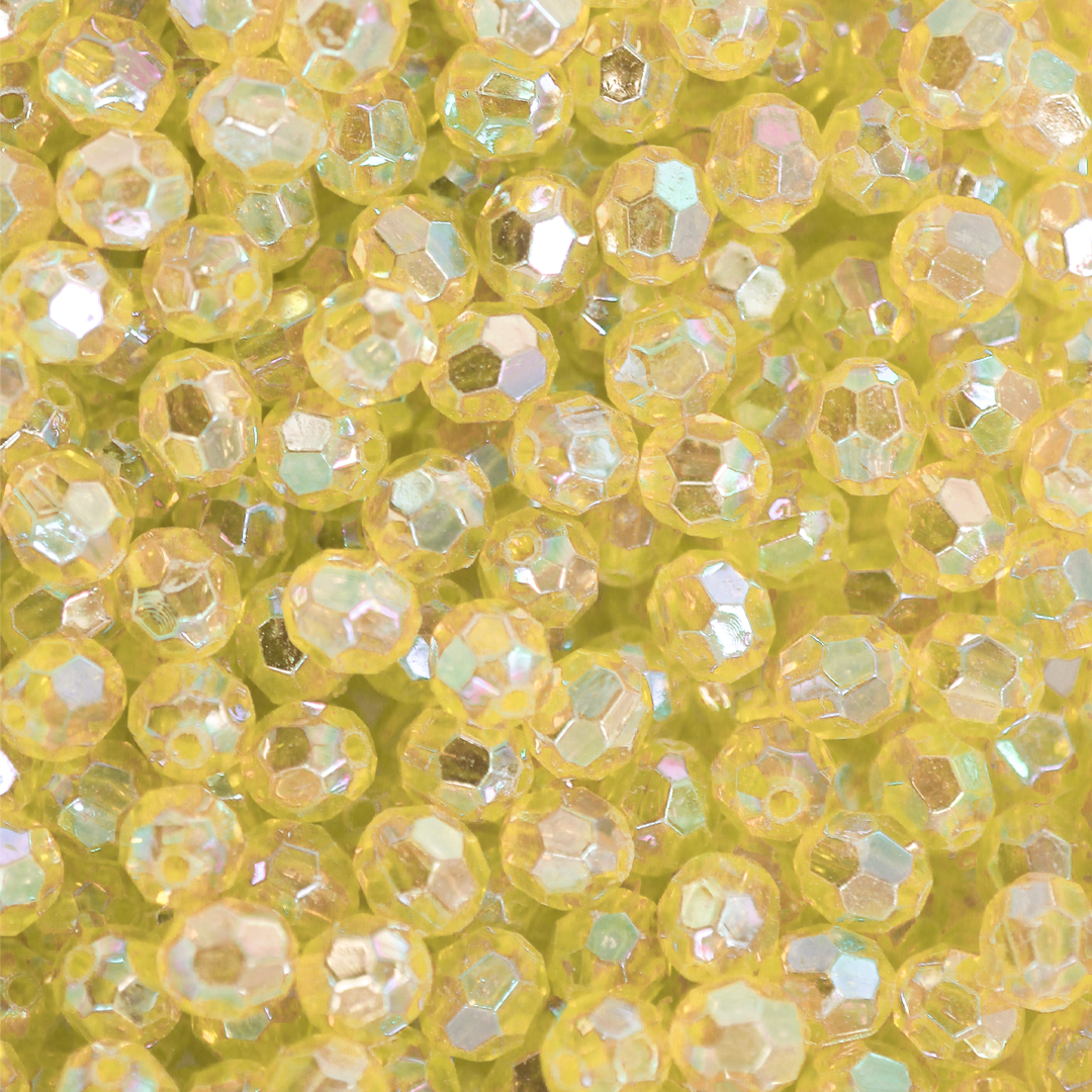 Plastic Beads Bulk Bag, Round, Faceted, 7.5mm x 8.5mm, Available in Multiple Colours, Sold Per pkg of Approx 450+
